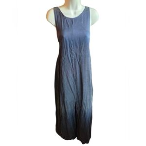 Lunya Navy Sleeveless Maxi Dress Slit Pockets Size L $198